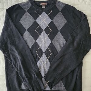 Dockers Black and Gray Argyle Crewneck Sweater